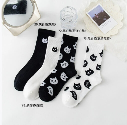🐱 可愛貓狗圖案 🐶 韓版長襪  中筒襪：圖片 3