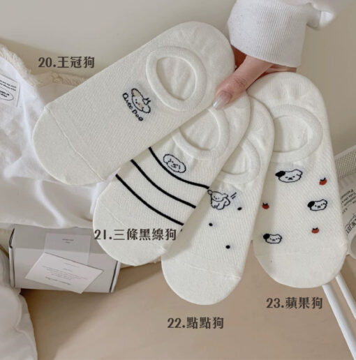 🐱 可愛貓狗圖案 🐶 多款新款韓版短襪 船型襪 隱形襪 襪子：圖片 11