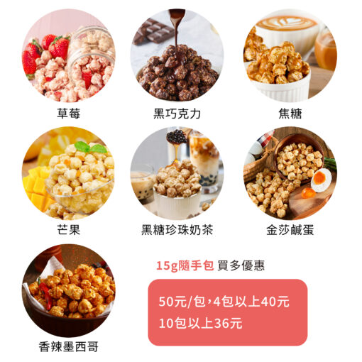 【幸福狗x波滋達公益聯名】爆米花//食品界米其林二星獎//鹹甜口味36元起 銅板價 隨手包 聚會活動 辦公室 居家小零食 低熱量 無防腐劑 非基改：圖片 2