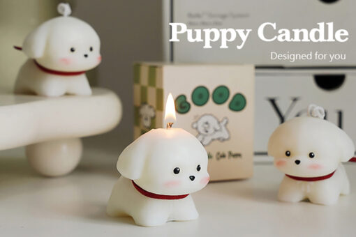 5A級香薰小白狗蠟燭 puppycandle 英國梨小蒼蘭 精緻包裝